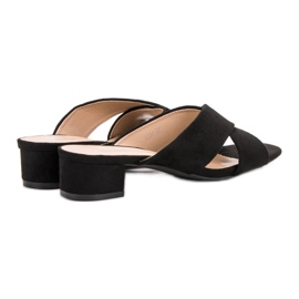 Small Swan Elegant Suede Slippers black 2