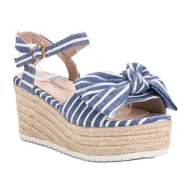 Seastar Wedge Sandals With A Bow blue 4