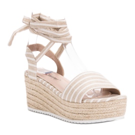 Seastar Stripe Sandals On Wedge beige 1