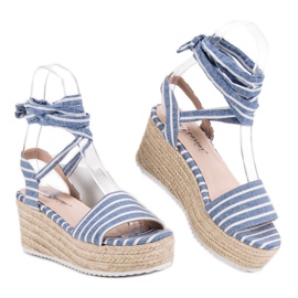 Seastar Stripe Sandals On Wedge blue 1