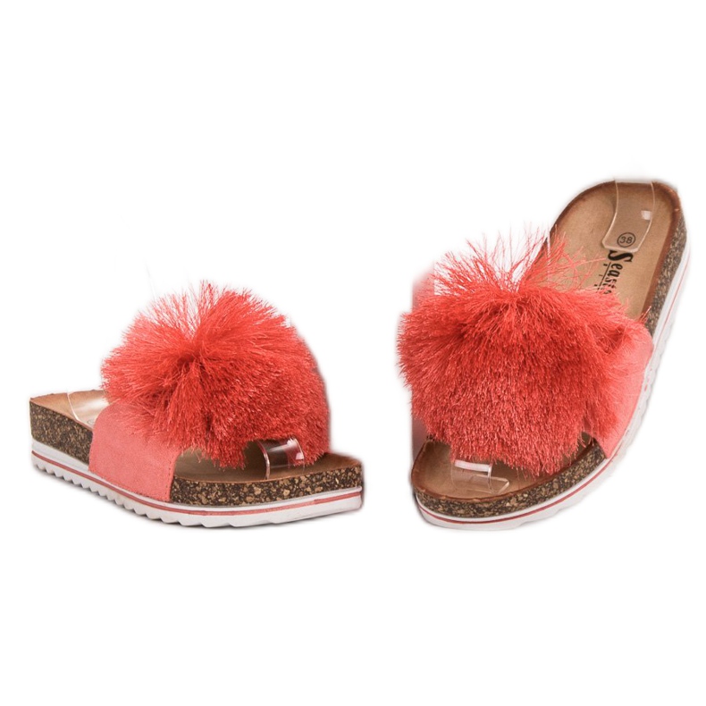 Seastar Slippers With Pompom red 2