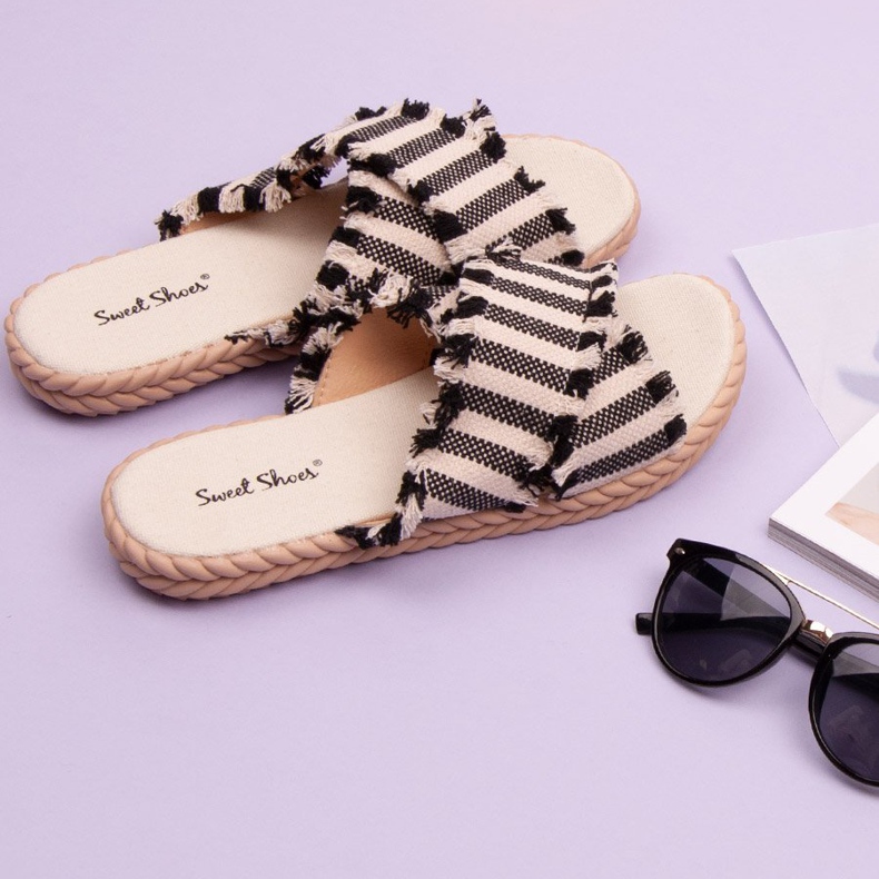Seastar Striped Slippers black 1