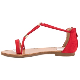 Cm Paris Flat Suede Sandals red 1