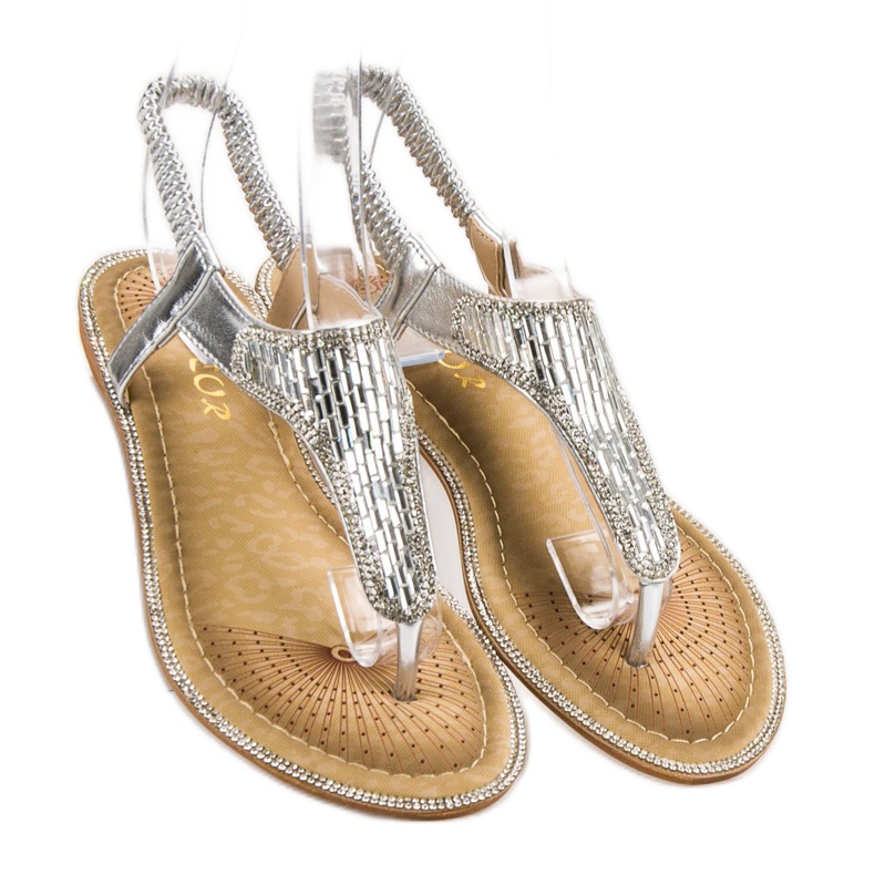 Encor Sandals With Crystals grey 1