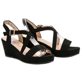 Suede Wedge Sandals black 1