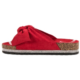 Anesia Paris Suede Slippers With Crystals red 1
