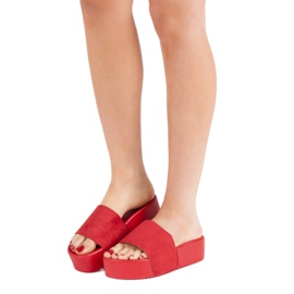 Anesia Paris Suede Slippers On The Platform red 1
