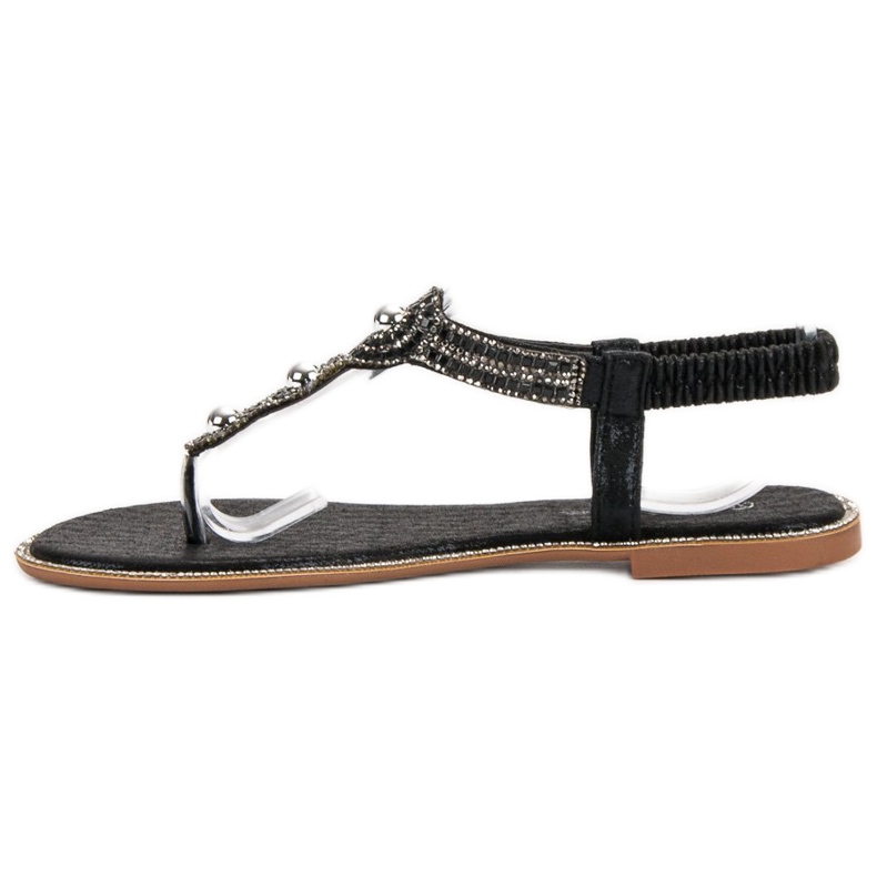 SHELOVET Black Sandals With Ornaments 1 SHELOVET Black Sandals With Ornaments 1