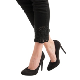 SHELOVET Black Suede Heels 1