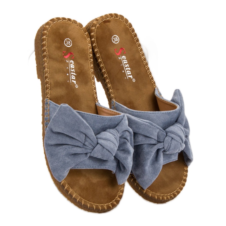 Seastar Blue Slippers With A Bow 1
