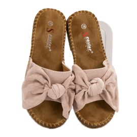 Seastar Beige Slippers With A Bow 2