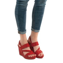 SHELOVET Wedge Sandals red 1