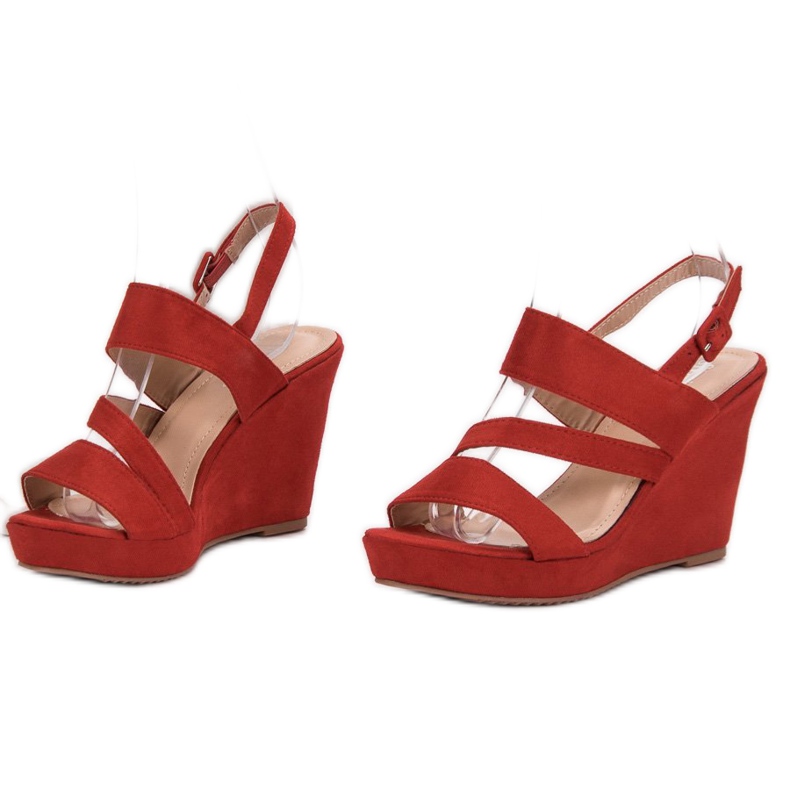 SHELOVET Wedge Sandals red 2