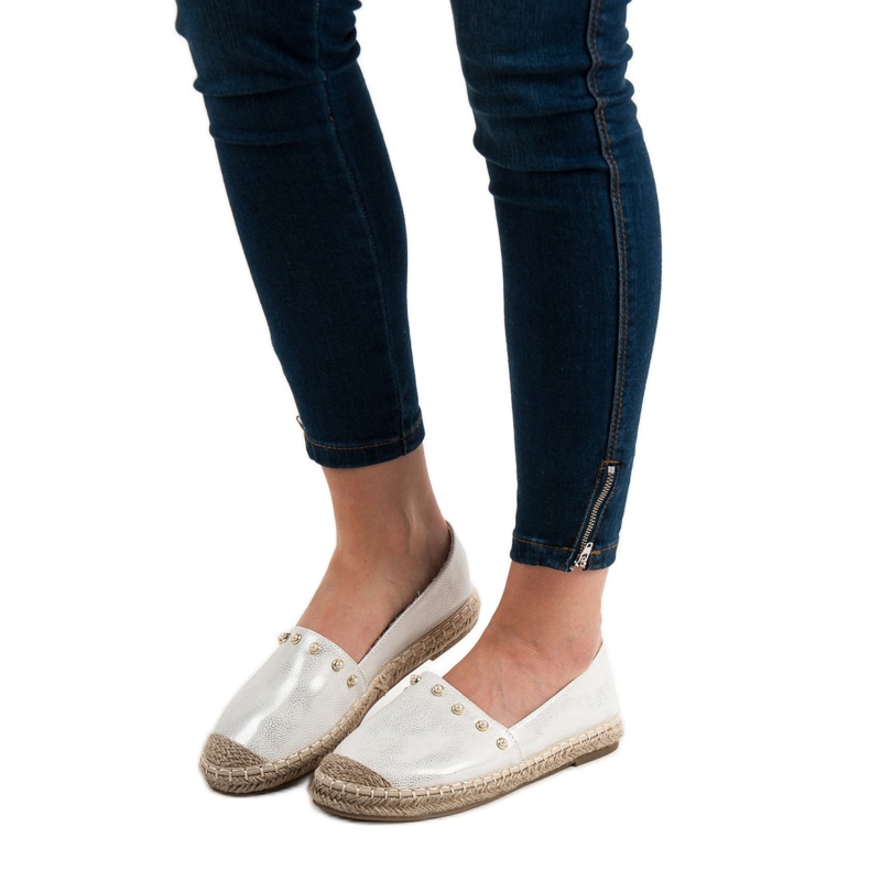 SHELOVET Silver Espadrilles grey 1
