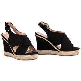 Anesia Paris Suede Wedge Sandals black 2 Anesia Paris Suede Wedge Sandals black 2