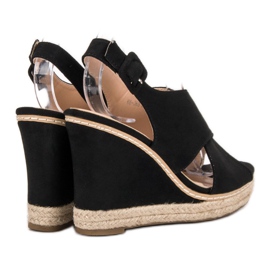 Anesia Paris Suede Wedge Sandals black 1