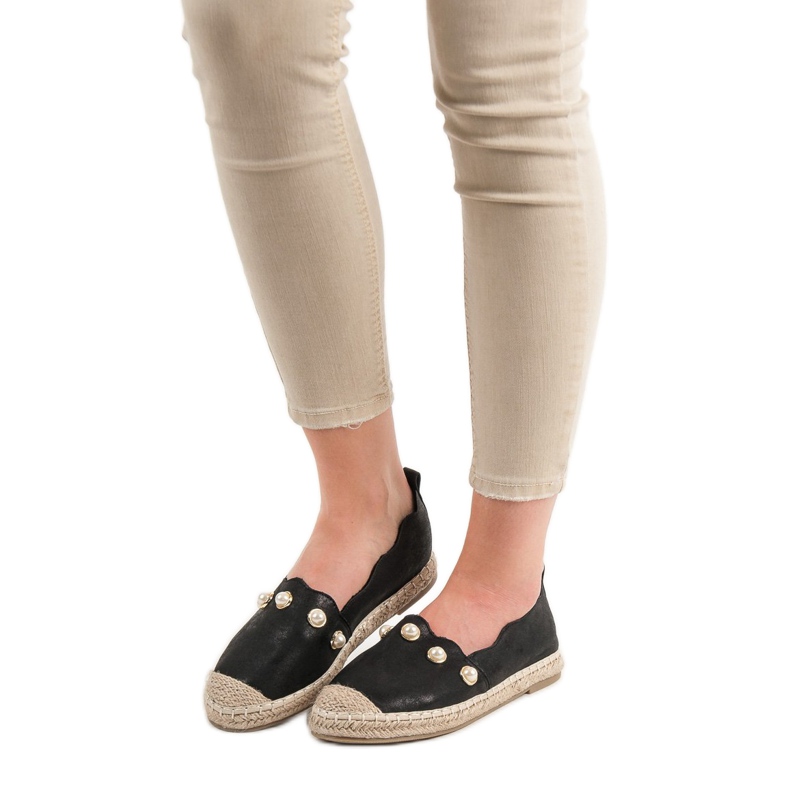 SHELOVET Espadrilles With Pearls black 2