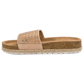 Seastar Beige Slippers With Zircons 1