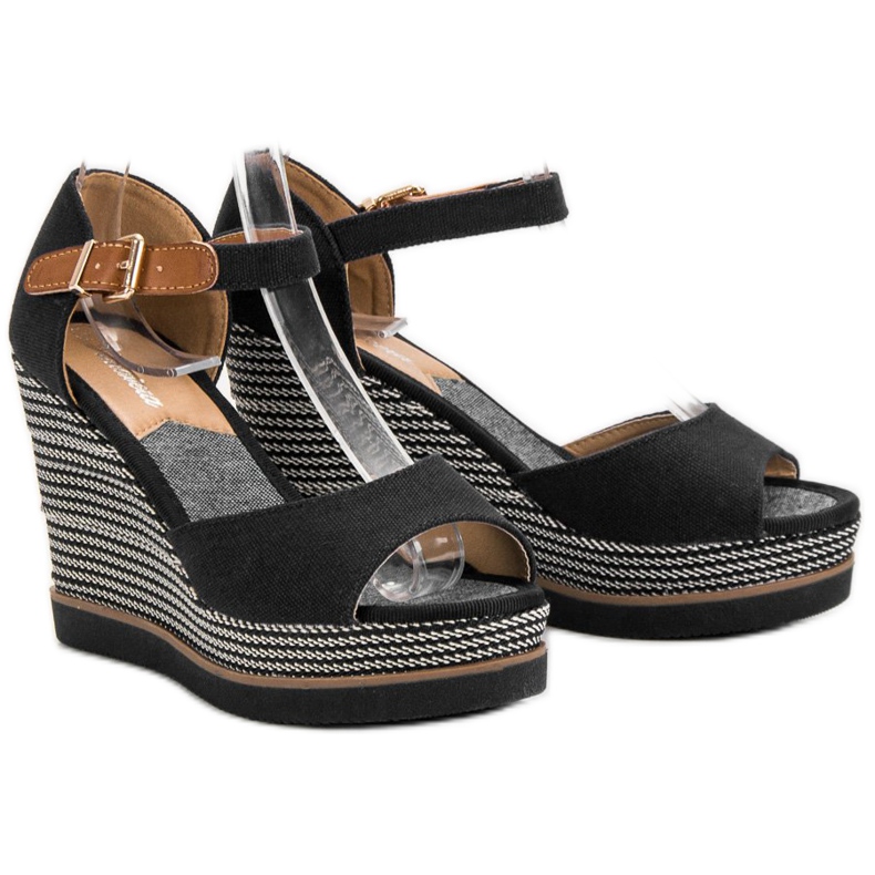 Primavera Wedge Sandals black 1 Primavera Wedge Sandals black 1