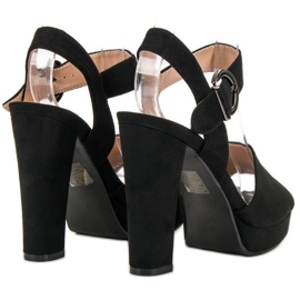 SHELOVET Black Sandals On The Platform 2 SHELOVET Black Sandals On The Platform 2