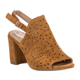 SHELOVET Suede Closed Sandals brown 1
