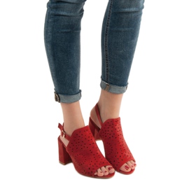 SHELOVET Openwork Sandals On High Heels red 2