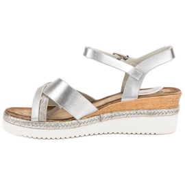 Evento Silver Sandals On Wedge grey 1