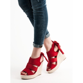 Cm Paris Red Wedge Sandals 2