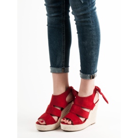 Cm Paris Red Wedge Sandals 1