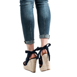 Cm Paris Navy Blue Sandals On A Wedge 1
