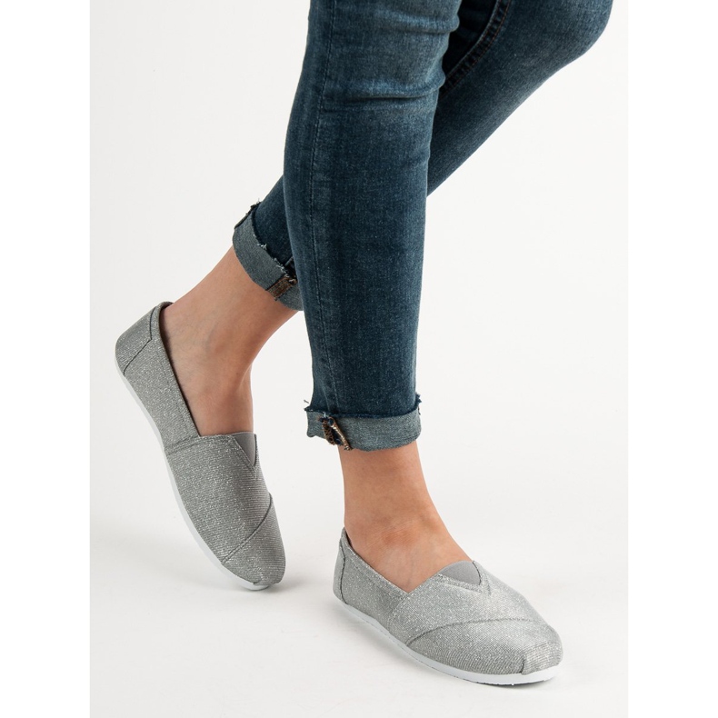 SHELOVET Glitter Slip On Sneakers grey 2