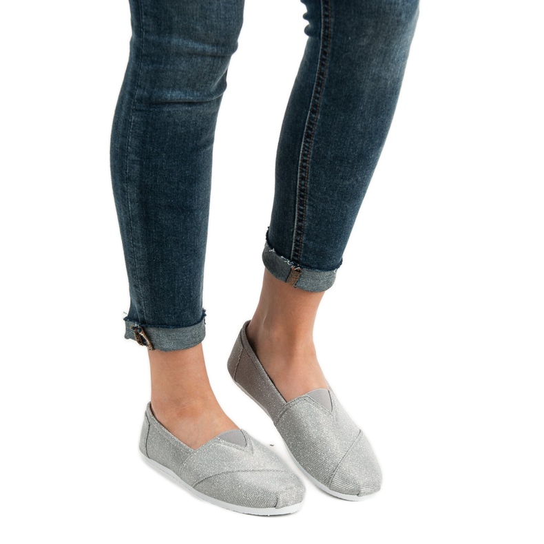 SHELOVET Glitter Slip On Sneakers grey 1