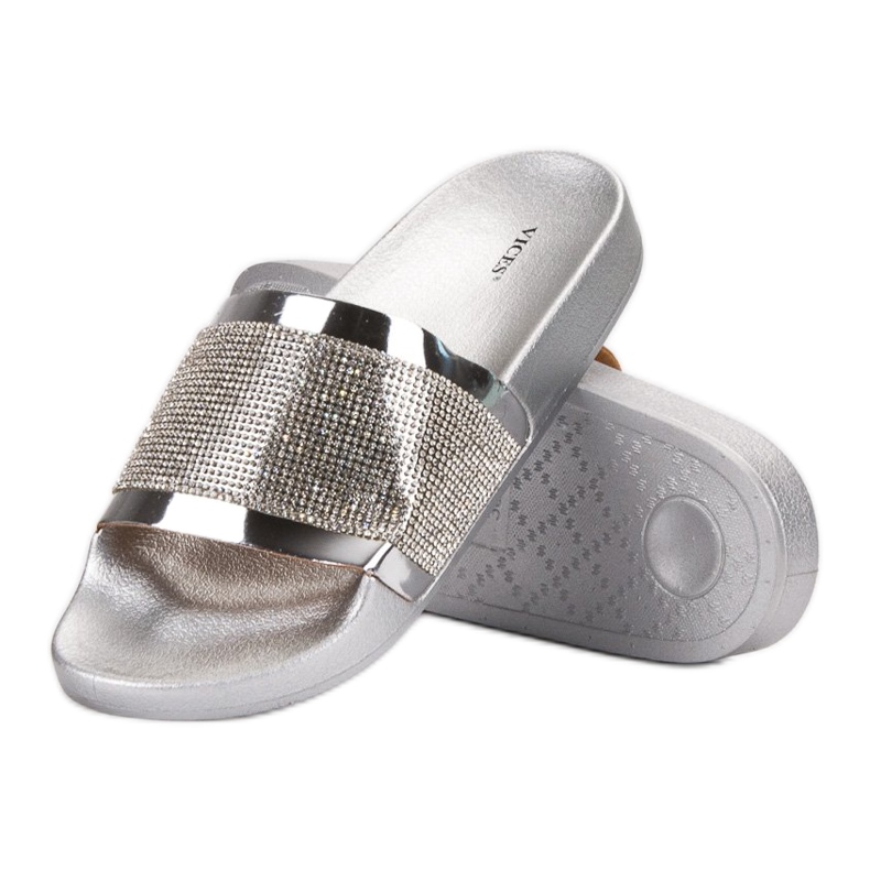VICES slippers with cubic zirconia grey 1