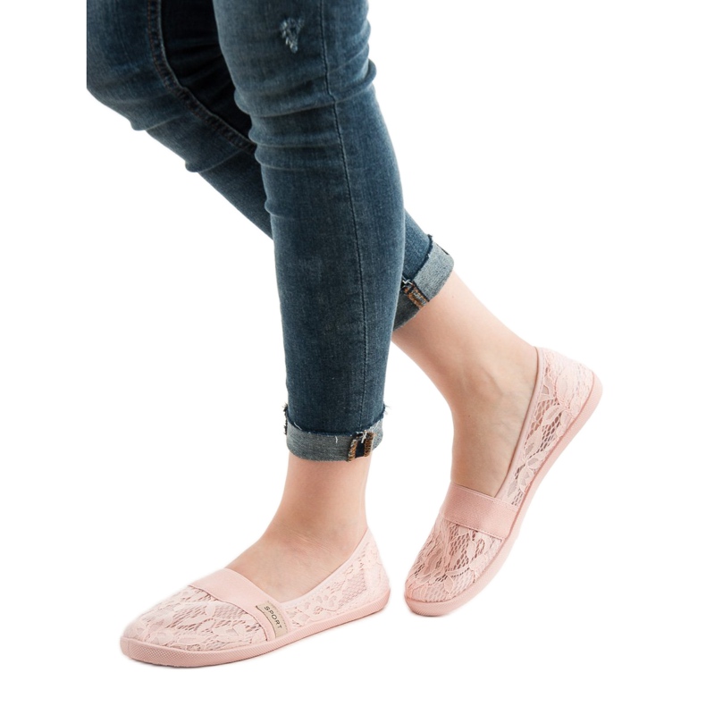 SHELOVET Lace ballerinas pink 2