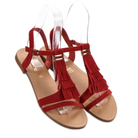 Queen Vivi Sandals With Fringes red 1