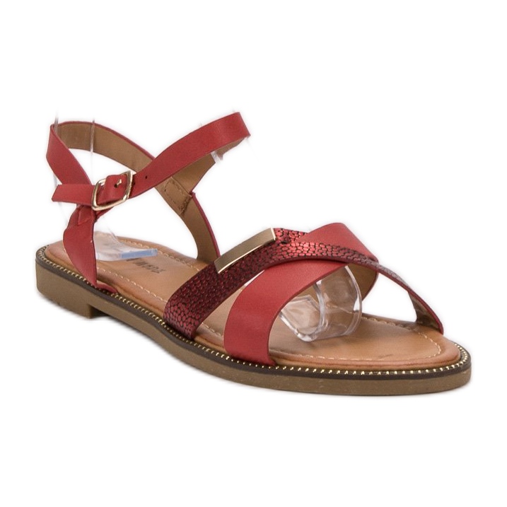 L. Lux. Shoes Stylish Red Sandals 1