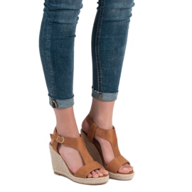 Anesia Paris Fashionable wedge sandals brown 1 Anesia Paris Fashionable wedge sandals brown 1