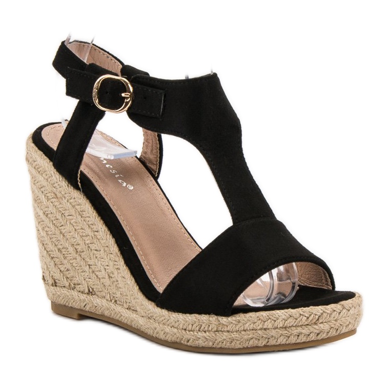 Anesia Paris Fashionable wedge sandals black 1