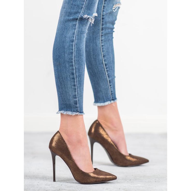 Bestelle Glitter high heels brown 2