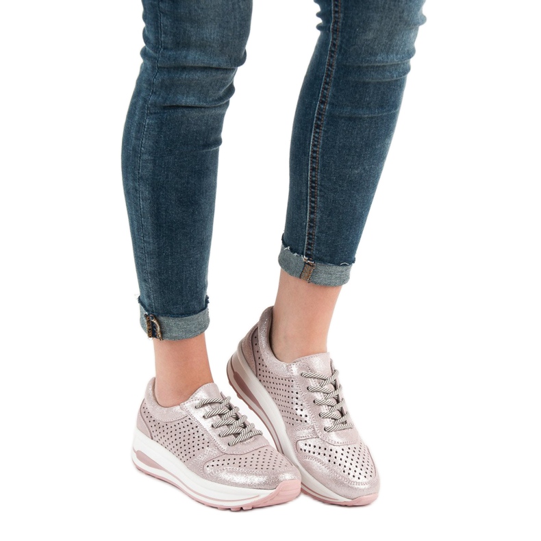 Filippo Leather brocade shoes pink 2