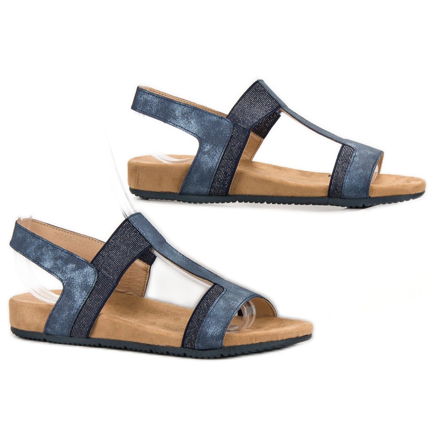 Evento Blue Slip-on Sandals - ButyModne.pl