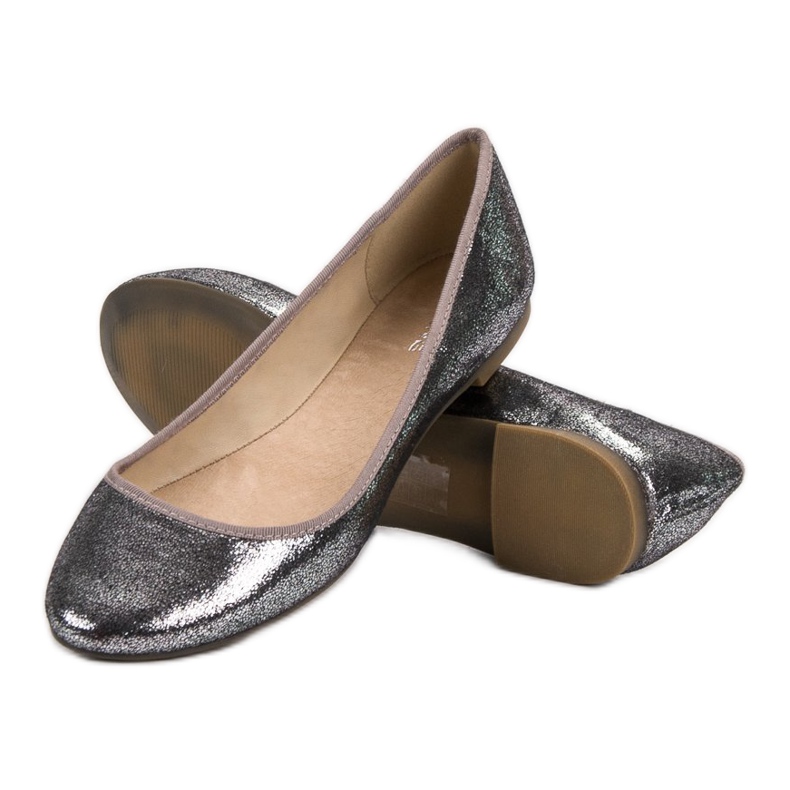 SHELOVET Silver ballerinas grey 1