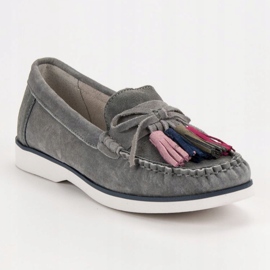 Filippo Leather Loafers With Fringes grey 1