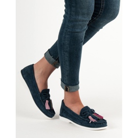 Filippo Leather Loafers With Fringes blue 1