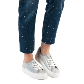 SHELOVET Sneakers With Glitter grey 1