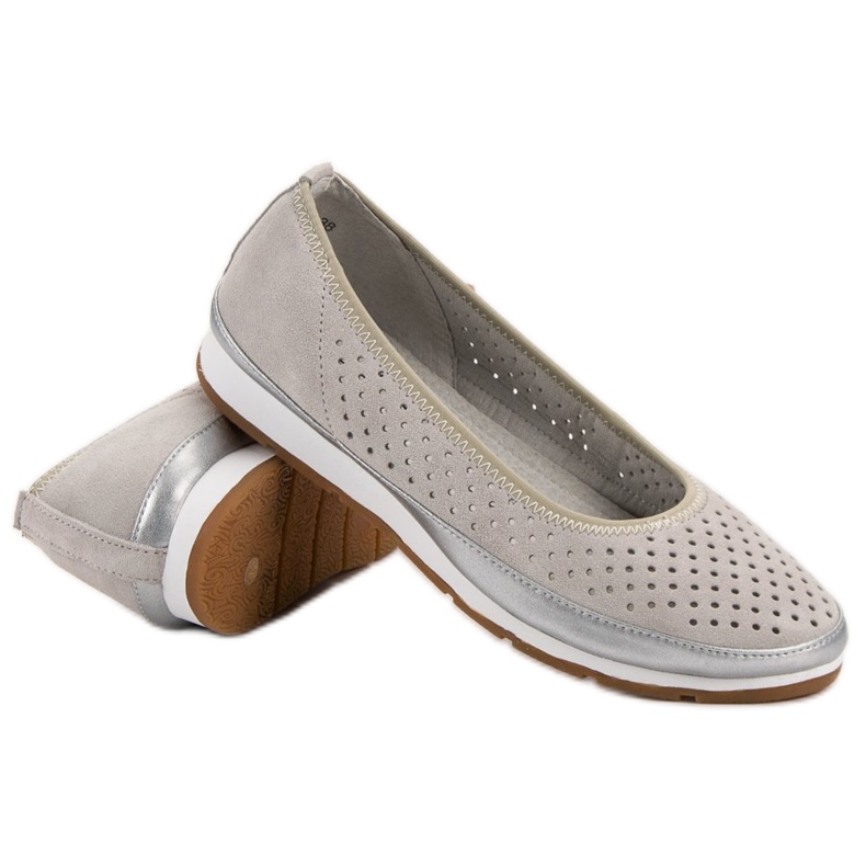 Filippo Leather ballerinas grey 1