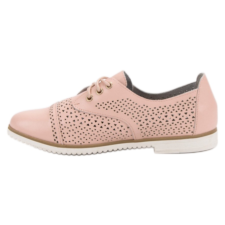 Mazaro Leather Openwork Shoes pink 1