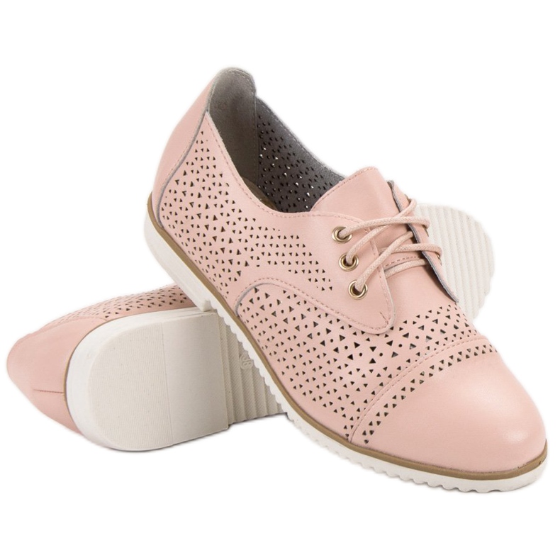 Mazaro Leather Openwork Shoes pink 2