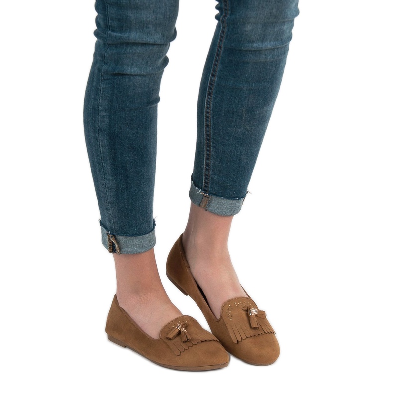 SHELOVET Loafers with fringes brown 1