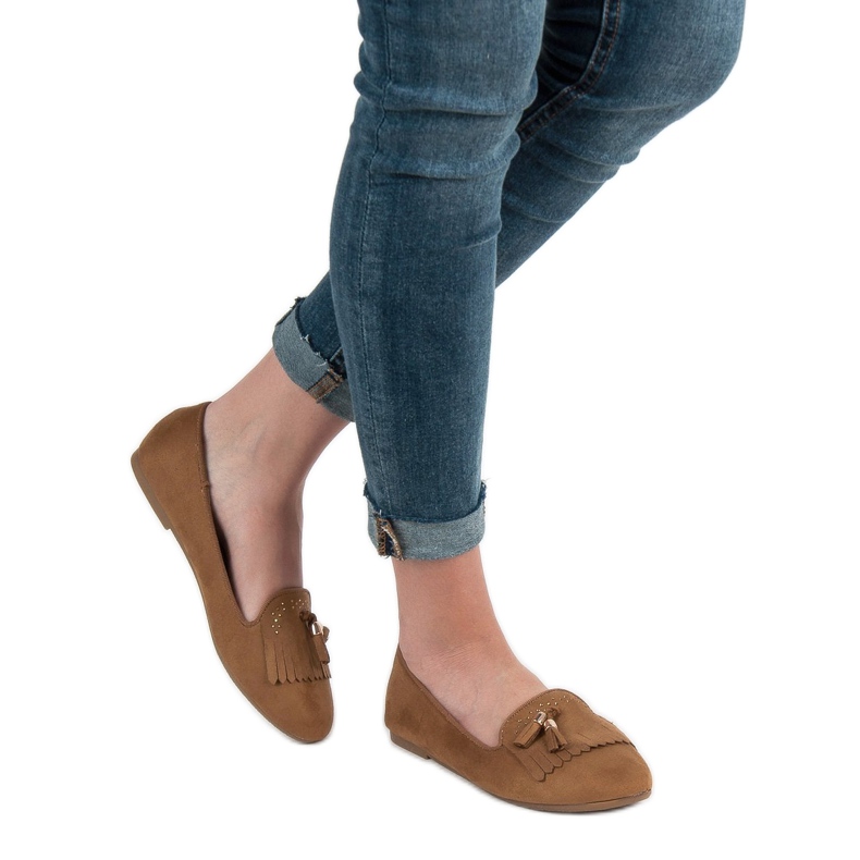 SHELOVET Loafers with fringes brown 2